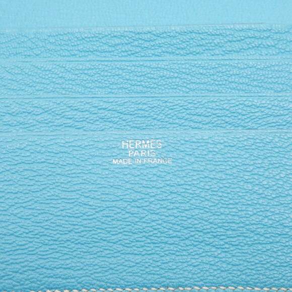 Hermes Evelyne Billfold Bifold Wallet Celeste Blue Chevre Mysore Women's HERMES